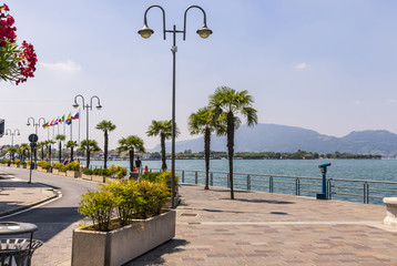 Promenade street in Iseo city, Iseo lake, Italy
