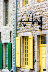 Fototapeta na wymiar Colorful yellow european stone houses buildings in old city