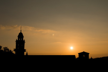Sunset above a monastery