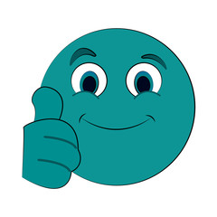 happy thumb up emoji instant messaging  icon image vector illustration design 