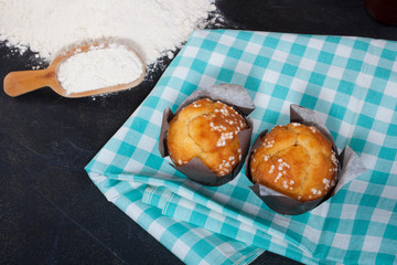 Muffin and cooking utensils
