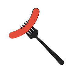 sausage on fork icon image vector illustration design 