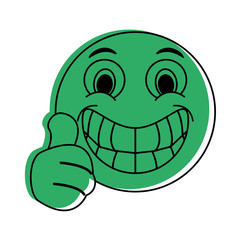 happy thumb up emoji instant messaging  icon image vector illustration design  green color