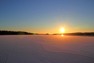 Sunset on the lake Onega