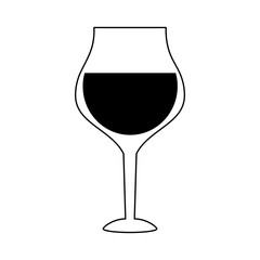 glass of wine icon image vector illustration design  black and white