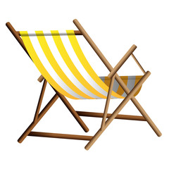 Vector  illustration of one yellow chaise lounge  on transparent background 