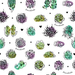 succulents seamless pattern