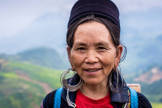 Smiling elderly woman from Hmong tribe, Vietnam