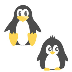 Abstract cute angry cartoon pinguin isolated on a blue background. Funny penguin image.