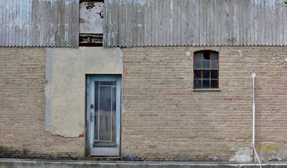 Facade of an urban, abandoned building