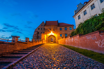 Grudziadz old town at night. Poland