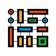 Icon representing motherboard connections. Computer simple graphic.