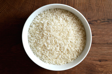 White rice in the bowl