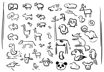 Doodle sign - animals icons