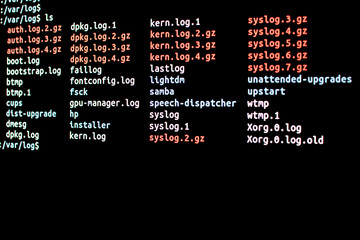 List of files in the Log folder of a operating system. Log analysisn from a terminal connected...