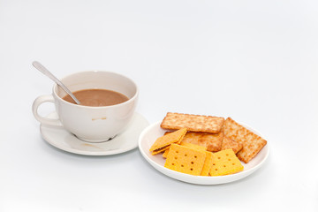 Obraz na płótnie Canvas pineapple biscuit and coffee on white background