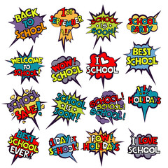 Back to School in comic speech bubbles