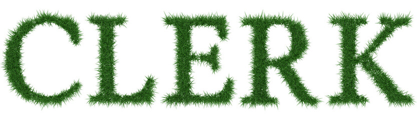 Clerk - 3D rendering fresh Grass letters isolated on whhite background.