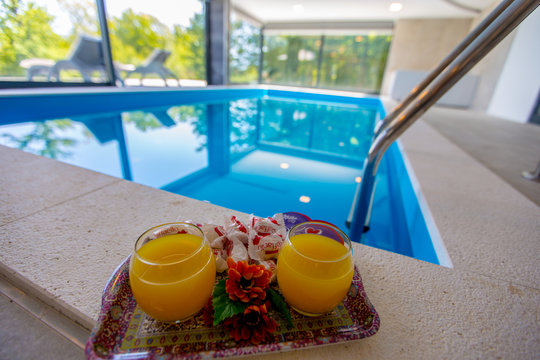 Swimming pool at modern luxury house