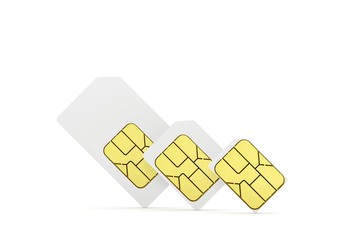 close up multi size of  sim card on white background. 3D Render