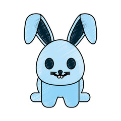 Colorful kawaii  doodle rabbit  over white background vector illustration