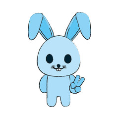 Colorful kawaii bunny doodle over white background vector illustration