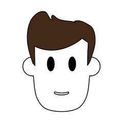 flat line monocromatic man  head over  white background vector ilustration
