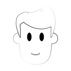flat line uncolored man  head over  white background vector ilustration