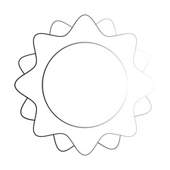 flat line uncolored sun  over white background vector illustration
