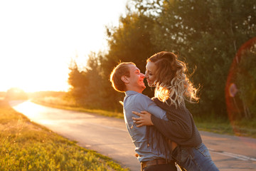 Couple at a country road