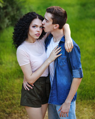 Teenagers. Date in the park