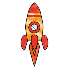 Colorful rocket doodle over white background vector illustration