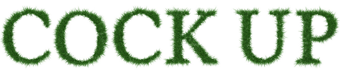 Cock Up - 3D rendering fresh Grass letters isolated on whhite background.