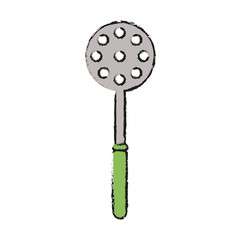 Colorful handheld strainer doodle over white background vector illustration