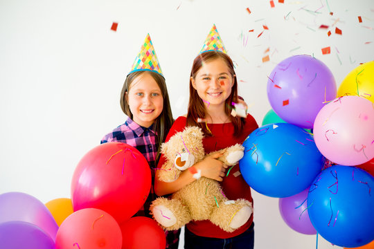Happy children with balloons