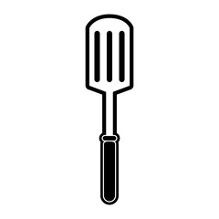 Black flat line turning spatula over white background vector illustration