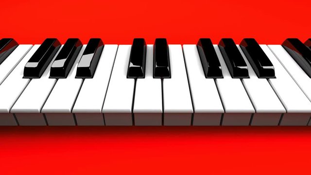Piano Keyboard On Red Background.
Loop able 3DCG render Animation.