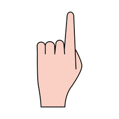 Flat line monocromatic hand over white background vector illustration