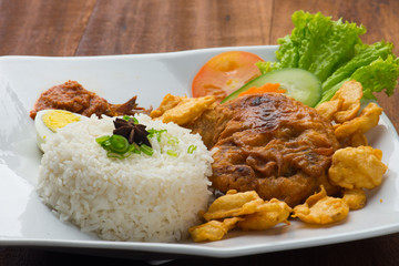 rice with fried chicken