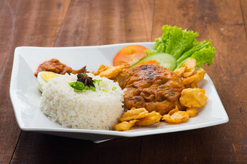 rice with fried chicken
