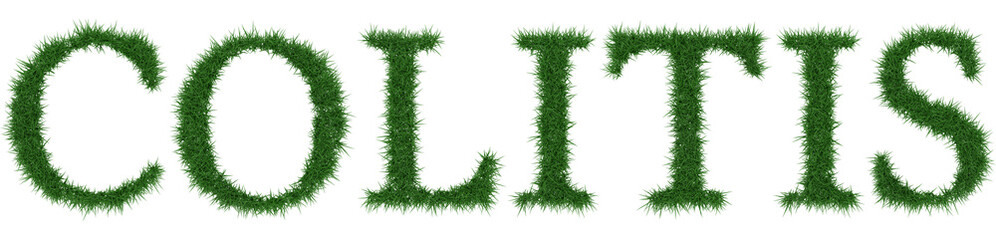 Colitis - 3D rendering fresh Grass letters isolated on whhite background.
