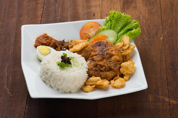 rice with fried chicken