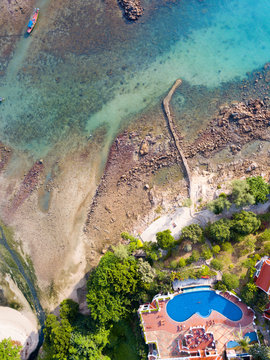 Aerial view from the drone on the luxury resort at Samui island,Thailand