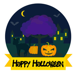 Halloween night landscape background