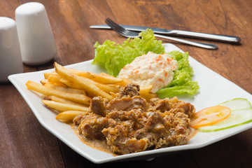 asian chicken chop with fries