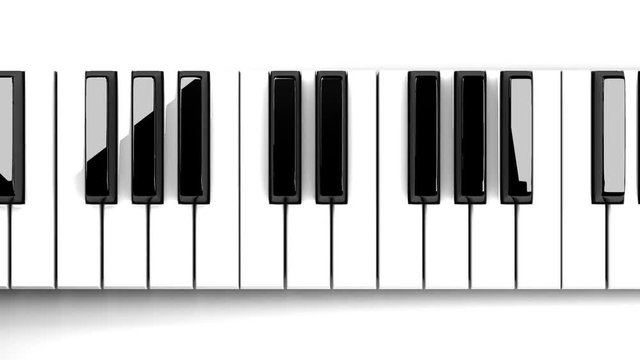 Piano Keyboard On White Background.
Loop able 3DCG render Animation.