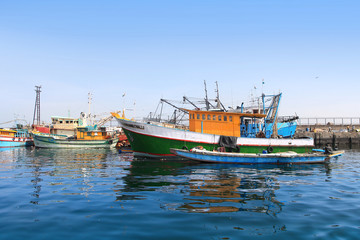 Visakhapatnam, INDIA - December 7 :Fishing harbor in Visakhapatnam was set up in 1976 spreading across 24 hectors of land . On December 7,2015 Visakhapatnam, India