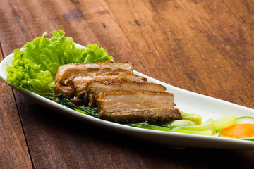 sliced braised pork belly, chinese cuisine

