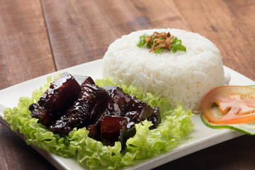 Homemade Braised pork and rice in brown sauce