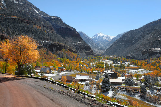 Scenic Ouray city in  Colorado rocky mountains